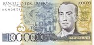 100000 Brazilian Cruzeiros Banknote (Juscelino Kubitschek)