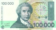 100000 Dinara Banknote (Republic Of Croatia)