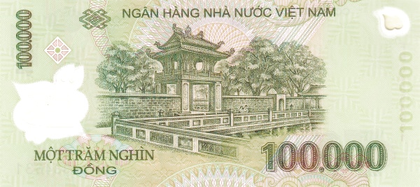 100000 Vietnamese Dong Banknote (reverse)