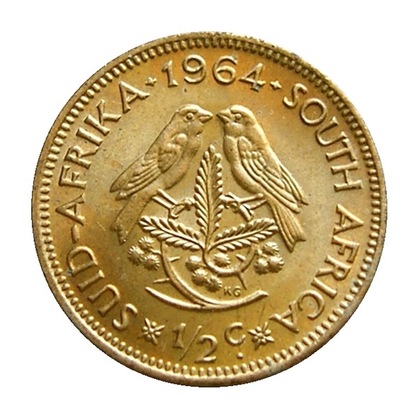 ½ Cent coin (Jan van Riebeeck, Cape Sparrows) (reverse)