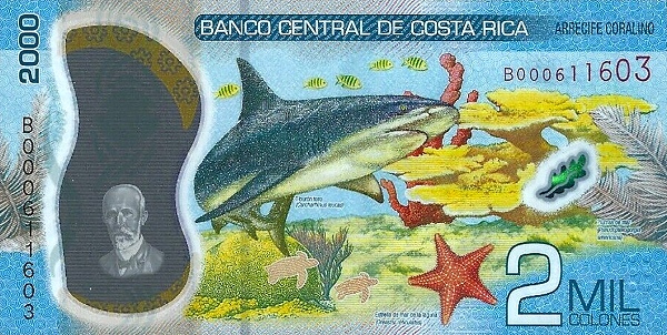 2,000 Costa Rican Colones polymer banknote (Mauro Fernández Acuña) (reverse)