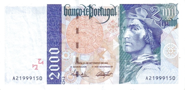 2.000 Escudos POR Banknote (Mid-20th Century Escudo Notes) 1995-2000