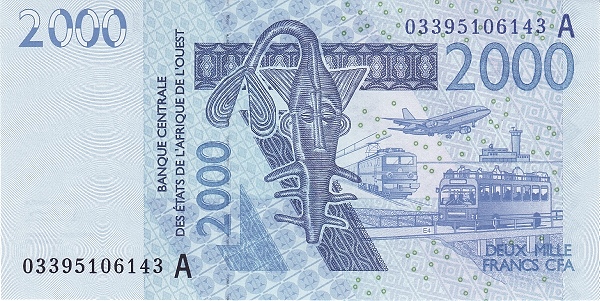 2.000 Francs CFA XOF Banknote (Advanced Security / Modern Printing) 2003-2025