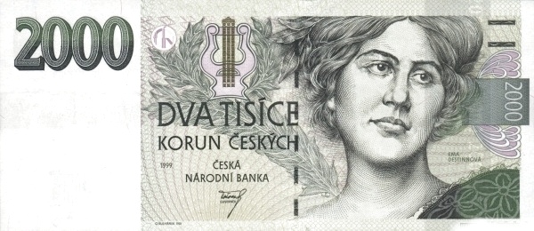 2.000 Korun Českých CZK Banknote (1997-2018 Czech National Bank Issue) 1999