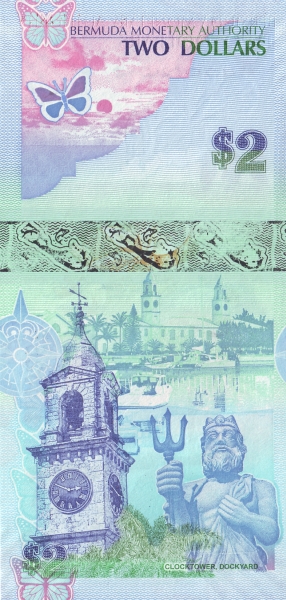 2 Bermudian Dollar Banknote (Bluebird) (reverse)