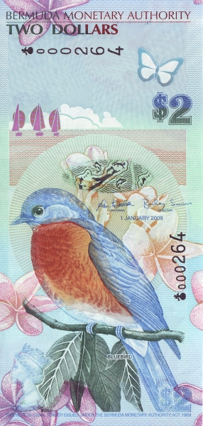 2 Bermudian Dollar Banknote (Bluebird)