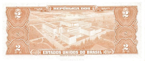 2 Brazilian Cruzeiros Banknote (Duque De Caxias Blue Type) (reverse)