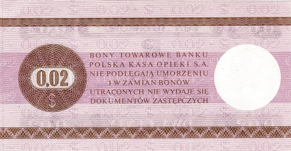 2 Centów 0,02 US$ POL Banknote (1979 Issue) 1979 (reverse)