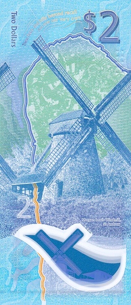 2 Dollars BRB Banknote (Standard Issue) 2022 (reverse)