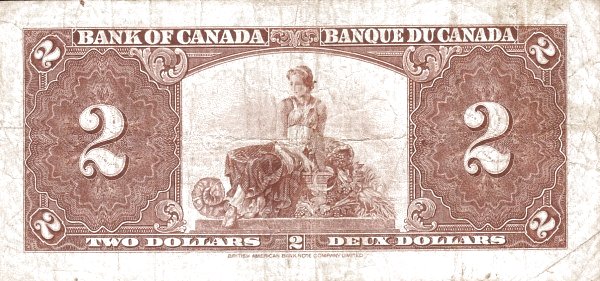2 Dollars CAN Banknote (1937 Issue) 1937 (reverse)