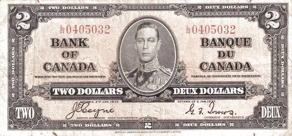 2 Dollars CAN Banknote (1937 Issue) 1937