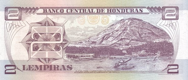 2 Honduran Lempira Banknote (Marc Aurelio Soto) (reverse)