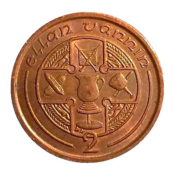 2 Pence coin Isle of Man (reverse)