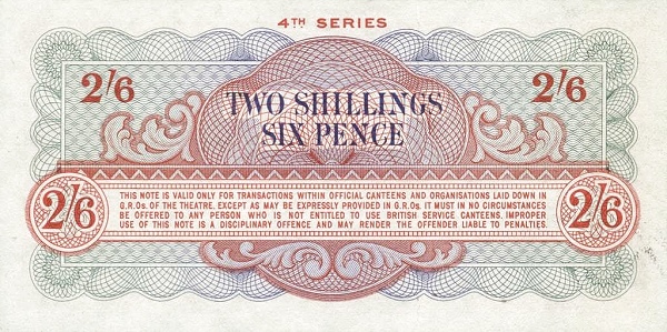 2 Shillings 6 Pence GBP Banknote (Elizabeth II) 1962 (reverse)