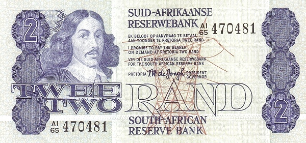 2 South African Rand Banknote (Van Riebeeck 1978 Issue)