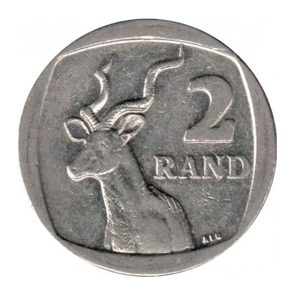 2 South African rand coin (reverse)