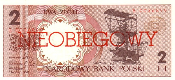 2 Złote POL Banknote (PRL Period (People’s Republic of Poland)) 1990