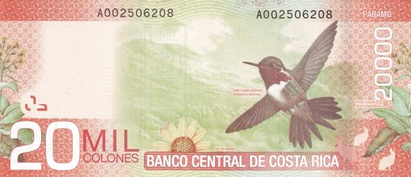 20,000 Costa Rican Colones banknote (María Isabel Carvajal (Carmen Lyra)) (reverse)