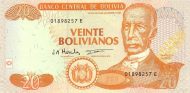 20 Bolivian Bolivianos Banknote (Pantaleon Dalence)