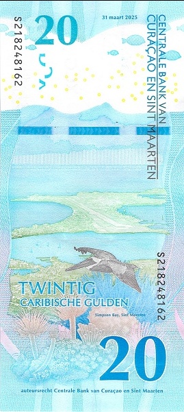 20 Caribbean Guilder Banknote (Spotted Eagle Ray) (reverse)