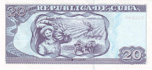 20 Cuban Pesos Banknote (Camilo Cienfuegos) (reverse)