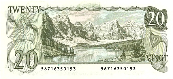 20 Dollars CAN Banknote (1979 Modified Design Issue) 1979 (reverse)