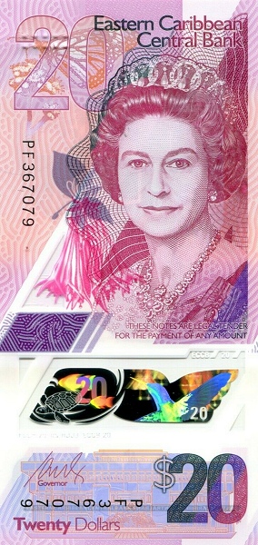 20 Dollars XCD Banknote (2019–2021 Polymer 'New Design' Issue) 2019