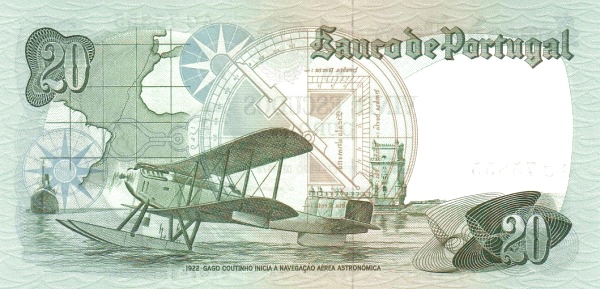 20 Escudos POR Banknote (Mid-20th Century Escudo Notes) 1978 (reverse)