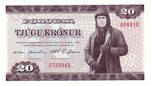 20 Faroese Kronur Banknote (Shephard)