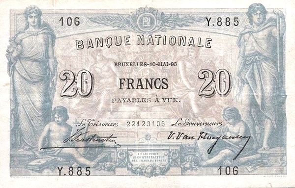 20 Francs BEF Banknote (Pre-World War I Issue) 1892-1896