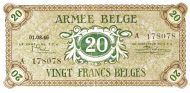 20 Francs Belges / Belgische Frank BEF Banknote (1946 Military Payment Certificates Issue) 1946
