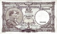 20 Francs / Frank BEF Banknote (Interwar Period Issue) 1940-1947