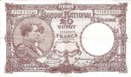 20 Francs / Frank BEF Banknote (World War I Issue) 1921-1926