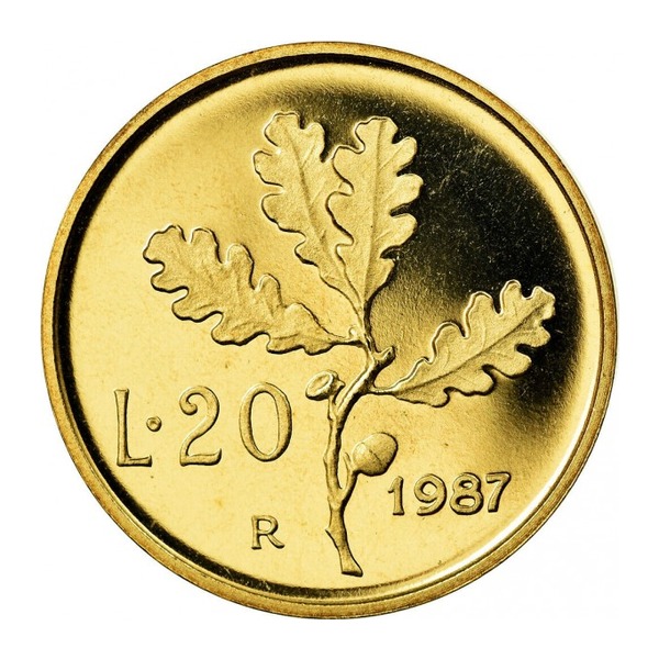 20 Italian Lire coin (reverse)