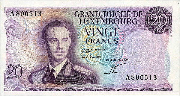 20 Luxembourg Francs Banknote (1966)