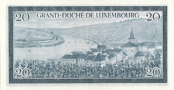 20 Luxembourg Francs Banknote (Grand Duchess Charlotte) (reverse)