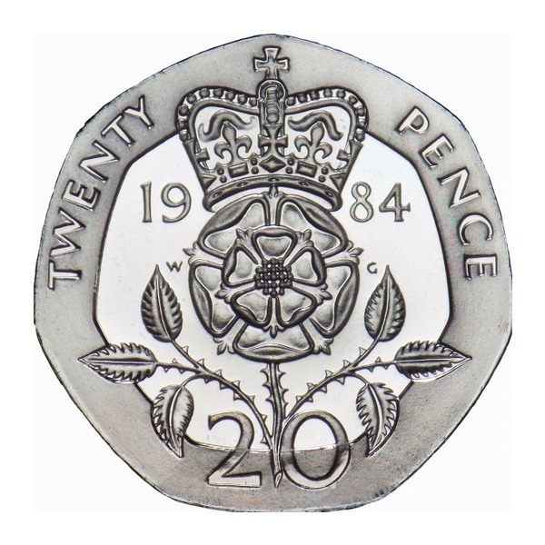 20 Pence Coin Great Britain (Tudor Rose) (reverse)