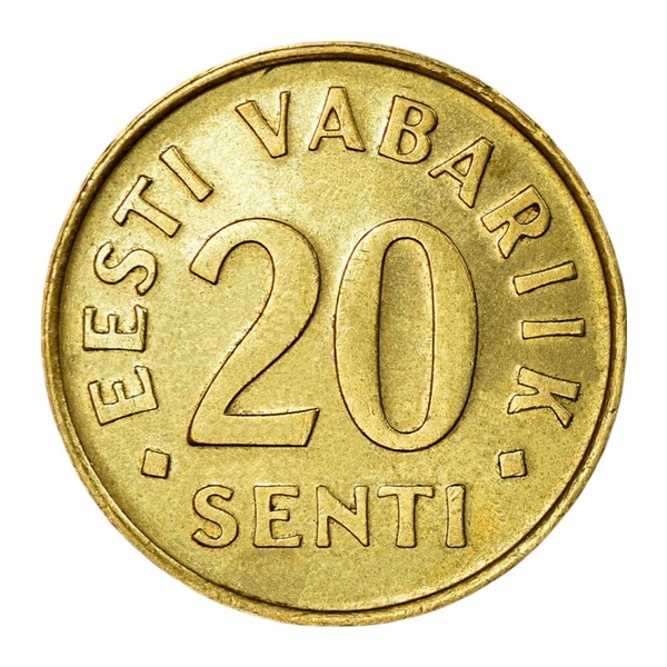 20 Senti coin Estonia (gold colored) (reverse)