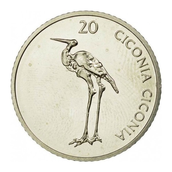20 Slovenian Tolars coin (reverse)