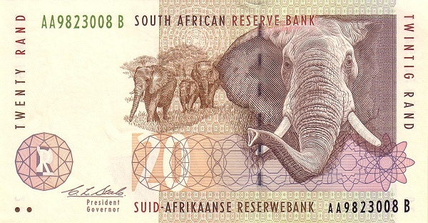 20 South African Rand Banknote (Elephant Type 1993)