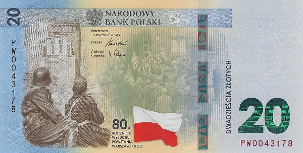 20 Złotych POL Banknote (Standard Issue) 2024