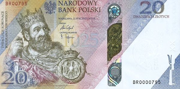 20 Złotych POL Banknote (Standard Issue) 2025