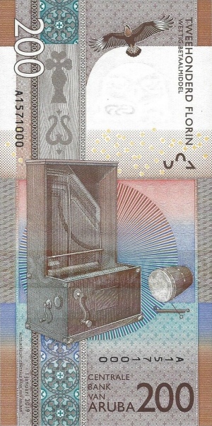 200 Aruban Florin Banknote (Crested Caracara) (reverse)
