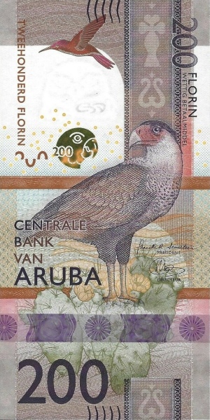 200 Aruban Florin Banknote (Crested Caracara)