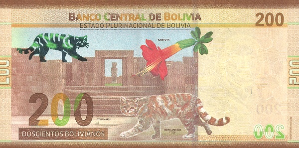 200 Bolivian Bolivianos Banknote (House Of Liberty Museum) (reverse)
