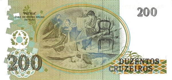 200 Brazilian Cruzeiros Banknote (Republica I Centenario) (reverse)