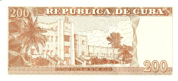 200 Cuban Pesos Banknote (Franc Pais) (reverse)