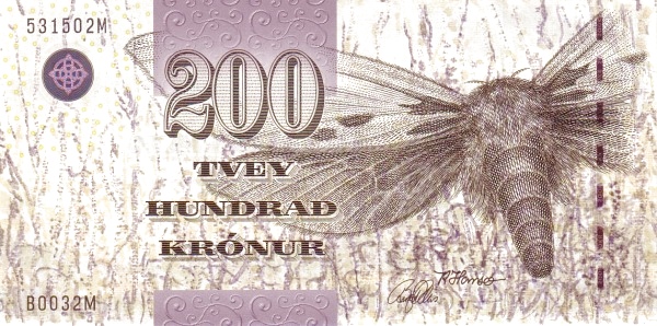 200 Faroese Kronur Banknote (Ghost Moth)