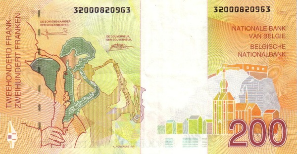 200 Francs / Frank / Franken BEF Banknote (World War II Issue) 1995 (reverse)