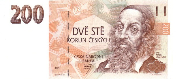 200 Korun Českých CZK Banknote (1993 First Czech National Bank Issue) 1993